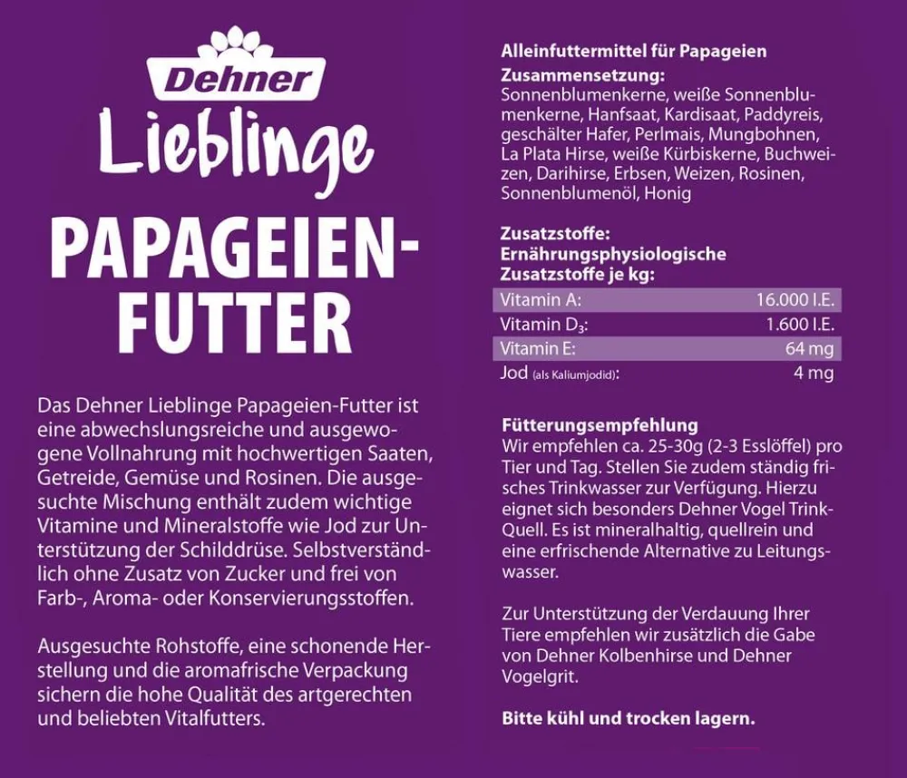 Dehner Lieblinge Vogelfutter & Snacks > Papageien-Futter