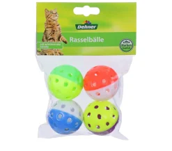 Dehner Lieblinge Katzenspielzeug - Rasselbälle, 4er-Set