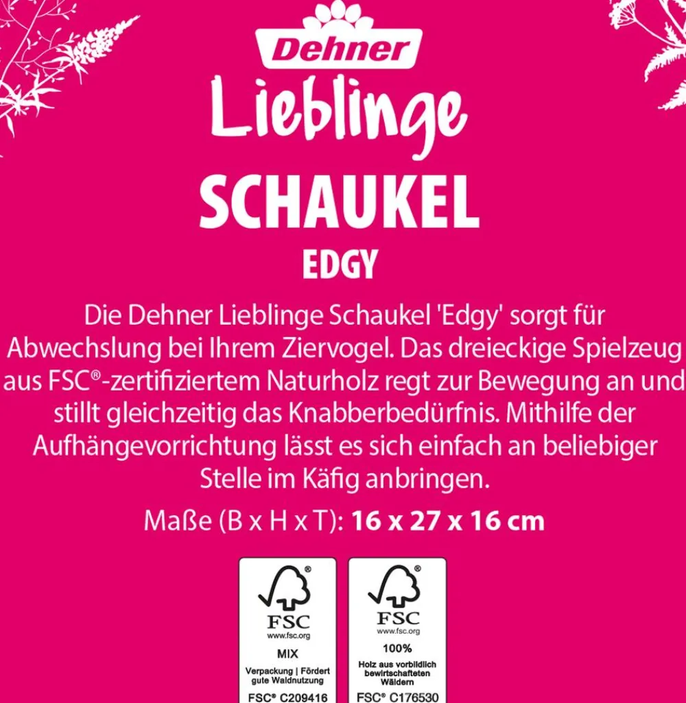 Dehner Lieblinge Mehr Vogelzubehör > Schaukel Edgy, ca. B16/H27/T16 cm
