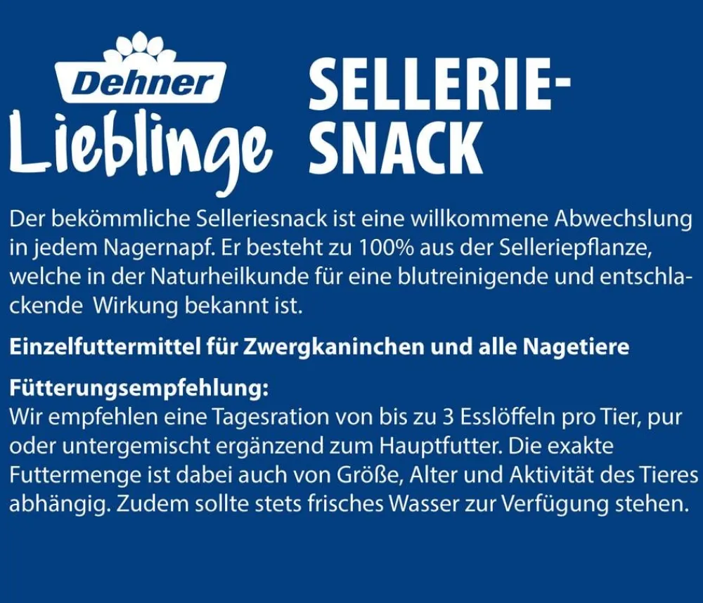 Dehner Lieblinge Nahrungsergänzung Kleintiere - Sellerie-Snack, 200 g