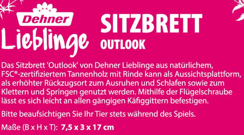 Dehner Lieblinge Sitzbrett Outlook, ca. B7,5/H3/T17 cm Clearance