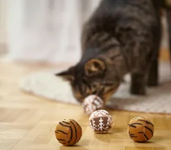 Dehner Lieblinge Katzenspielzeug - Spielbälle Safari, 4er-Set