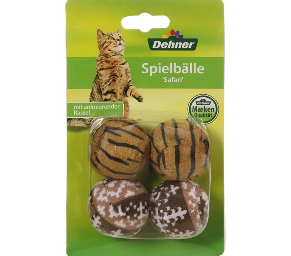 Dehner Lieblinge Katzenspielzeug - Spielbälle Safari, 4er-Set