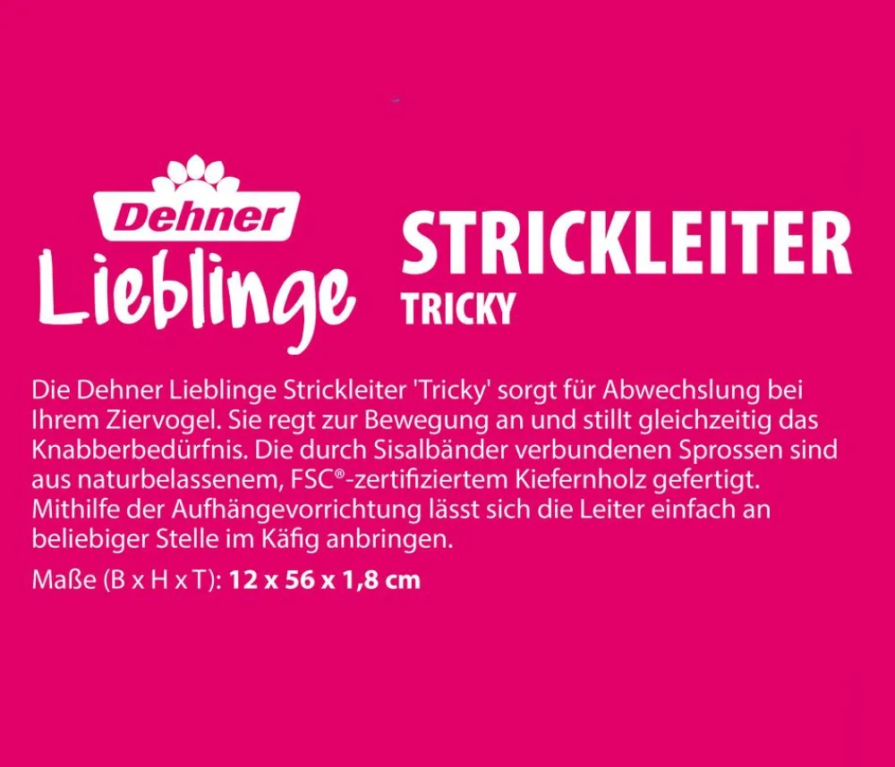 Dehner Lieblinge Mehr Vogelzubehör - Strickleiter Tricky, ca. B12/H56/T1,8 cm Natur