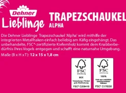 Dehner Lieblinge Mehr Vogelzubehör - Trapezschaukel Alpha, ca. B12/H15/T1,8 cm Hellbraun