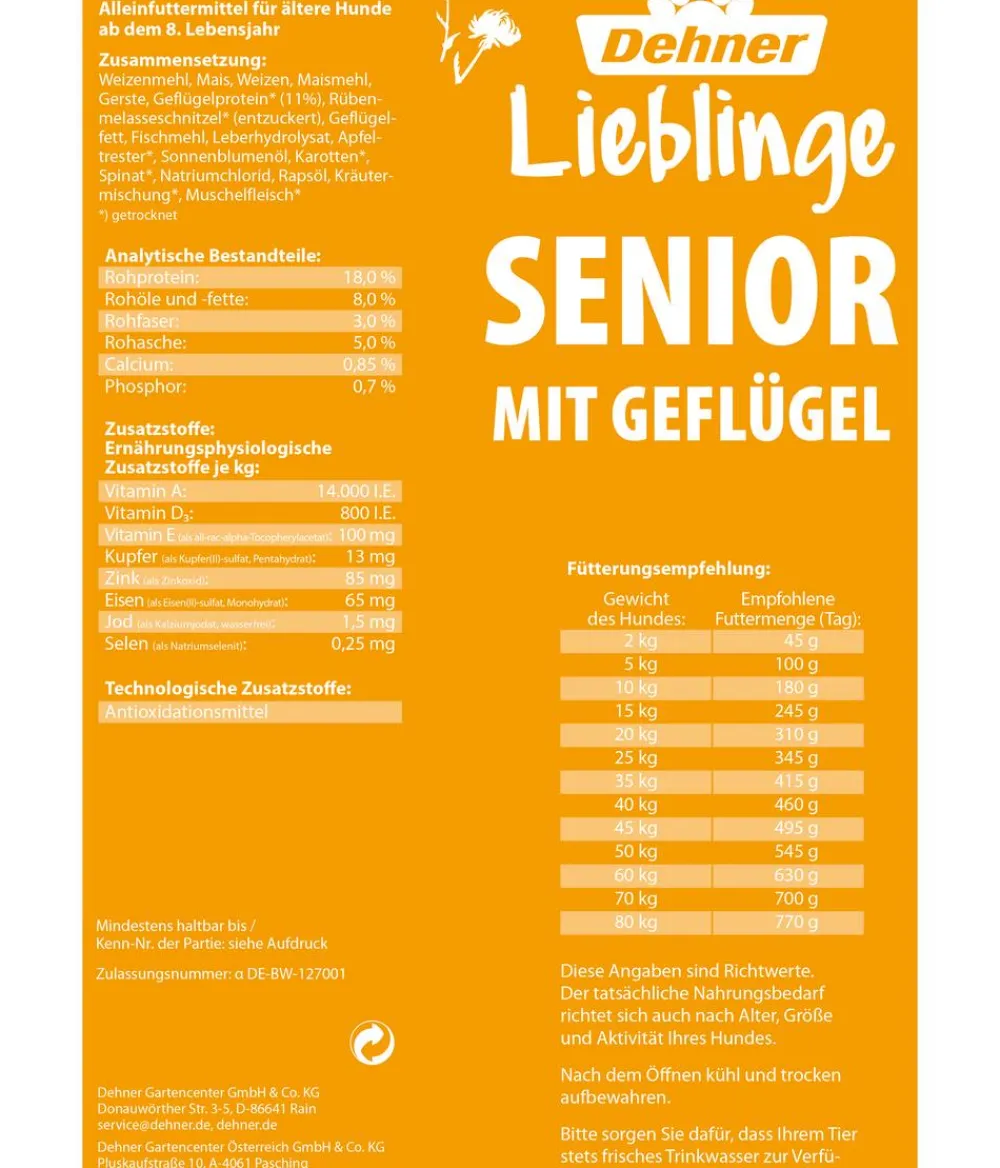 Dehner Lieblinge Trockenfutter Hund > Trockenfutter für Hunde Senior, Geflügel