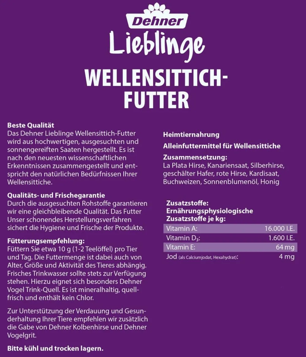 Dehner Lieblinge Vogelfutter & Snacks - Wellensittich-Futter