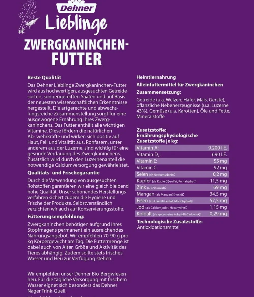 Dehner Lieblinge Kleintierfutter > Zwergkaninchen-Futter