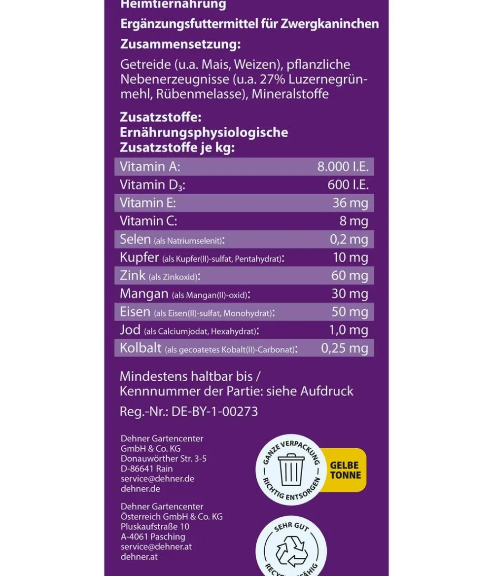 Dehner Lieblinge Kleintierfutter - Zwergkaninchenfutter-Pellets