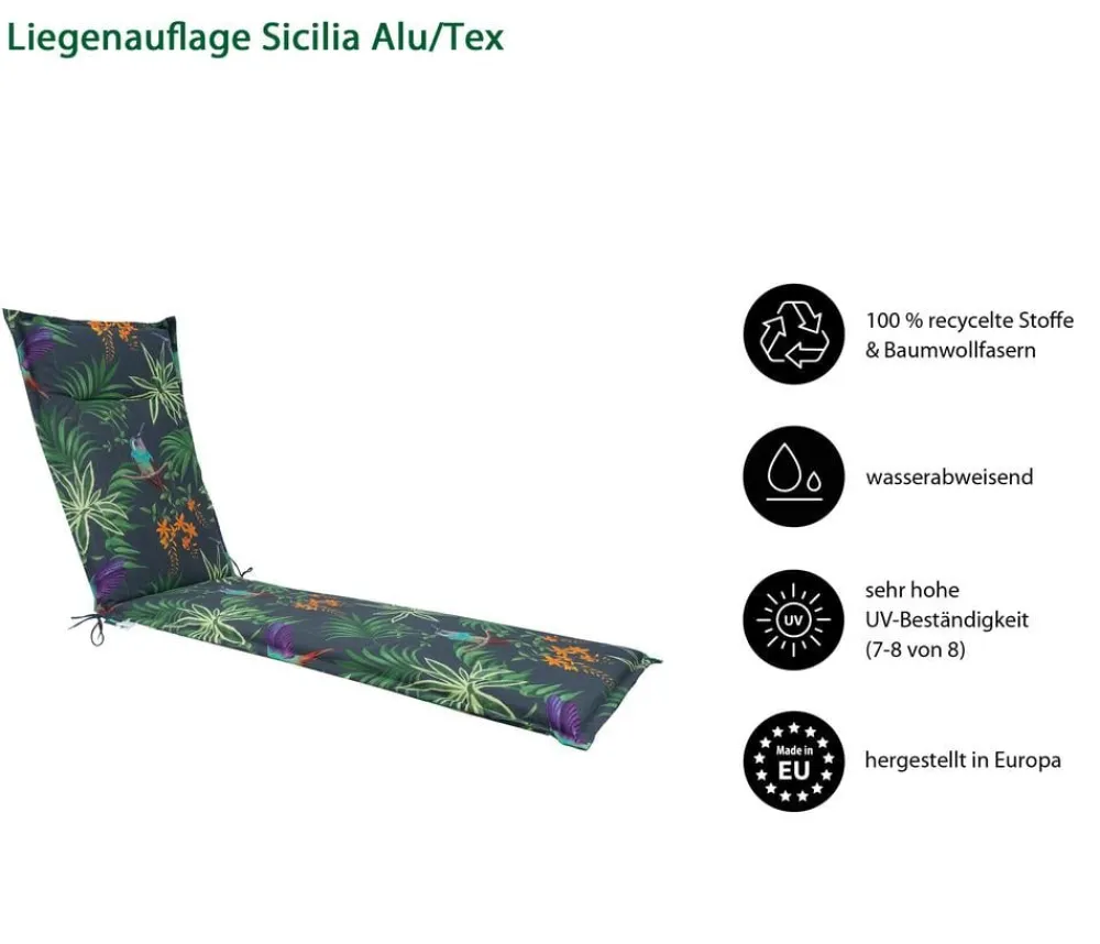 Dehner Relax- & Liegenauflagen - Liegenauflage Sicilia für Alu-Tex-Liegen, ca. B54/H4/T198 cm
