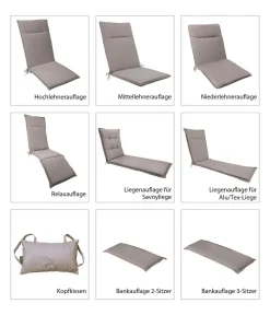 Dehner Relax- & Liegenauflagen - Liegenauflage Veneto für Gartenliege Savoy, ca. B57/H6/T178 cm Taupe