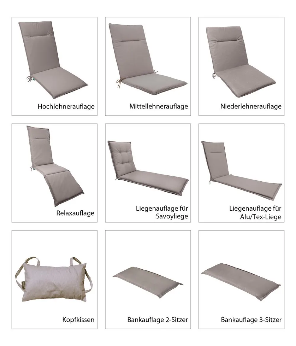 Dehner Relax- & Liegenauflagen - Liegenauflage Veneto für Gartenliege Savoy, ca. B57/H6/T178 cm Taupe