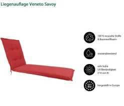 Dehner Liegenauflage Veneto für Gartenliege Savoy, ca. B57/H6/T178 cm Rot Online