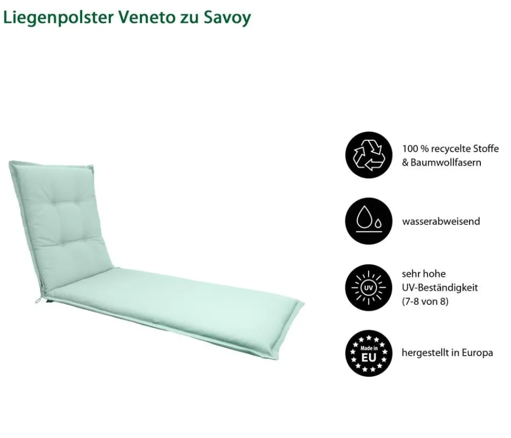 Dehner Relax- & Liegenauflagen - Liegenauflage Veneto für Gartenliege Savoy, ca. B57/H6/T178 cm Grün