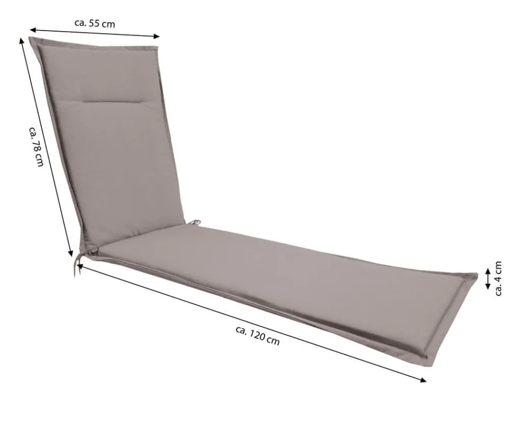 Dehner Relax- & Liegenauflagen - Liegenauflage Veneto für Alu-Tex-Liegen, ca. B55/H4/T198 cm Taupe