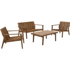 Dehner Loungemöbel|Balkonmöbel Holz - Lounge Santiago, 4-teilig