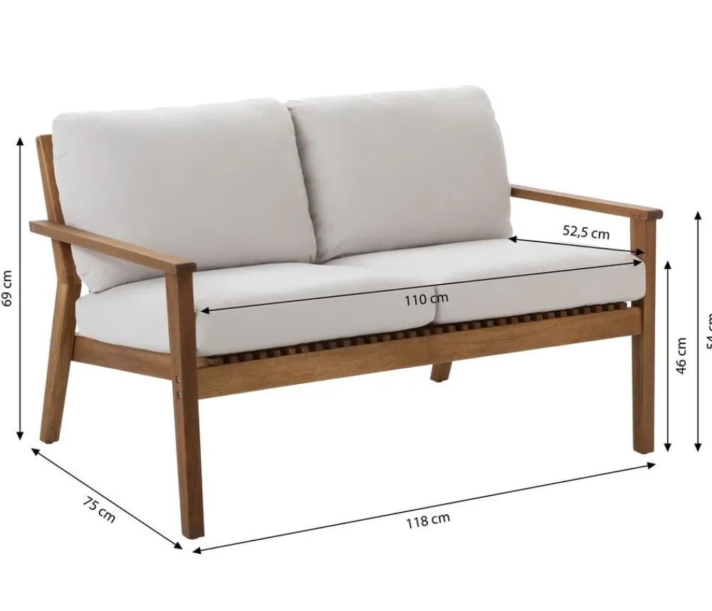 Dehner Loungemöbel|Balkonmöbel Holz - Lounge Santiago, 4-teilig