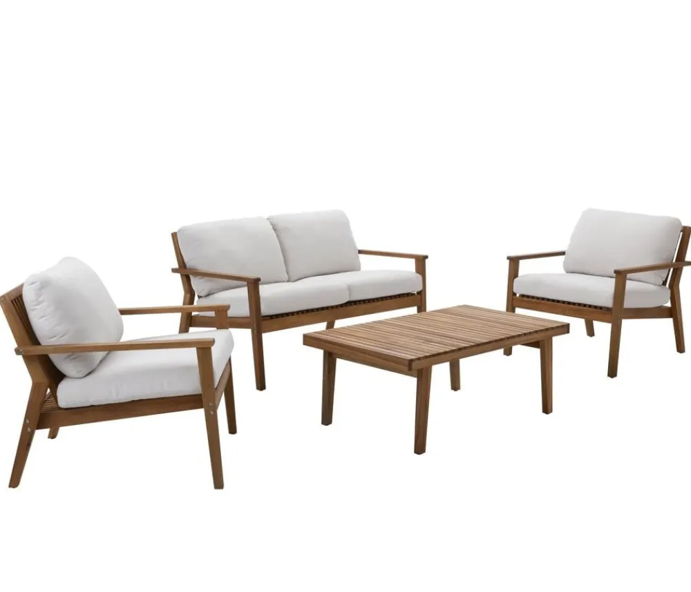 Dehner Loungemöbel|Balkonmöbel Holz - Lounge Santiago, 4-teilig