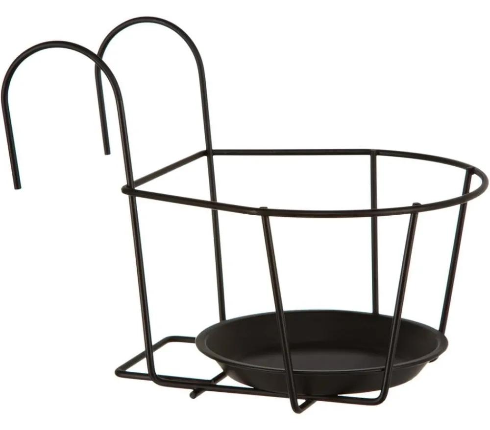 Dehner Mehr Blumentopfzubehör - Metall-Balkonblumentopfhalter Banbury, ca. B21/H24/T22 cm Schwarz