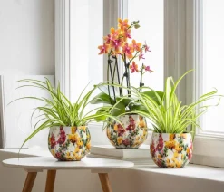 Dehner Metall-Übertopf Floral, bauchig, / Best