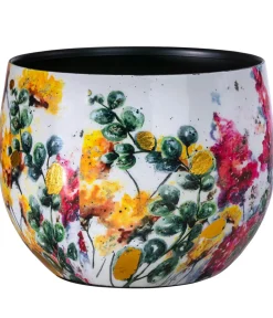 Dehner Blumentöpfe & Übertöpfe - Metall-Übertopf Floral, bauchig, /