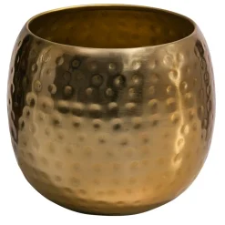 Dehner Metall-Übertopf Kody, bauchig, Gold Hot