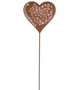 Dehner Metall-Dekostab Herzlich Willkommen, ca. H118 cm, rost Braun Clearance