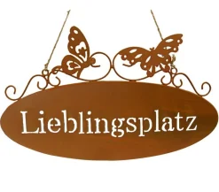 Dehner Metall-Gartenschild Lieblingsplatz Braun Discount