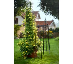 Dehner Rankgitter & Obelisken - Metall-Rankobelisk Canterbury, Grau