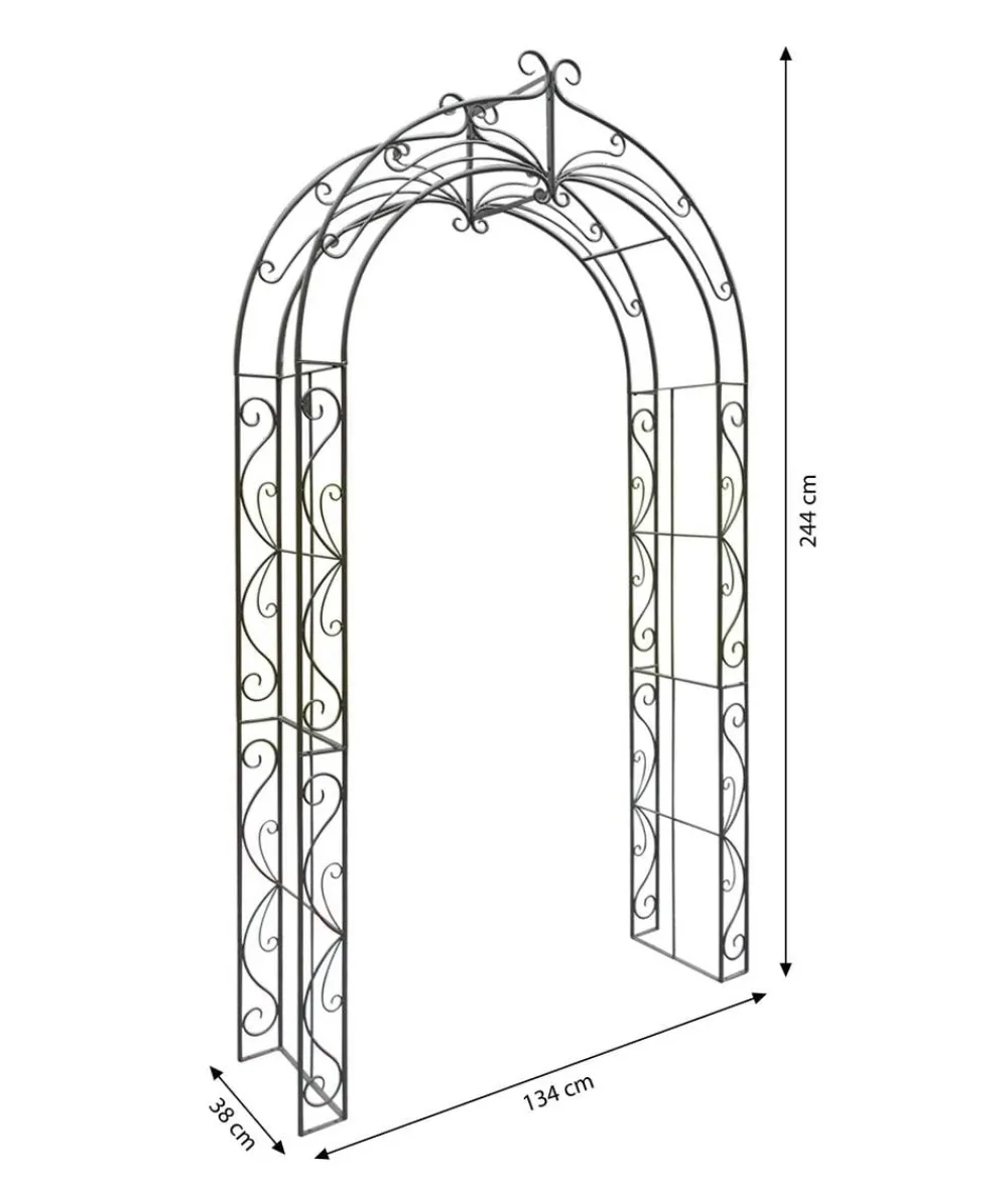 Dehner Metall-Rosenbogen Newport, ca. B134/H244/T38 cm Braun