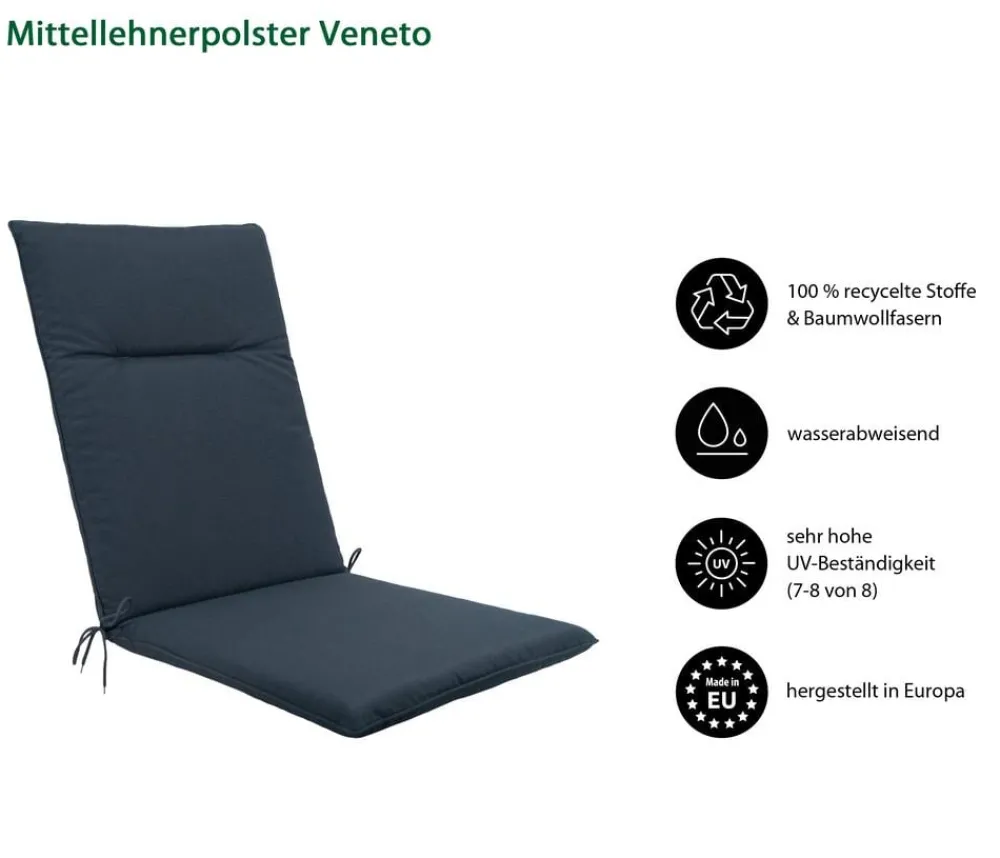 Dehner Sitzauflagen - Mittellehnerauflage Veneto, ca. B48/H4/T108 cm Dunkelgrau