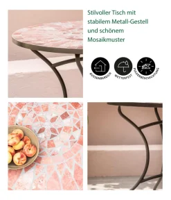 Dehner Gartentische Metall|Balkontische - Mosaiktisch Chiara, terra-rosé