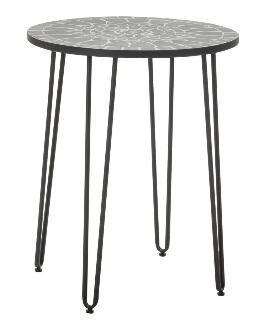 Dehner Balkontische|Gartentische Metall - Mosaiktisch Madeleine, ca. Ø60/H60 cm Dunkelgrau