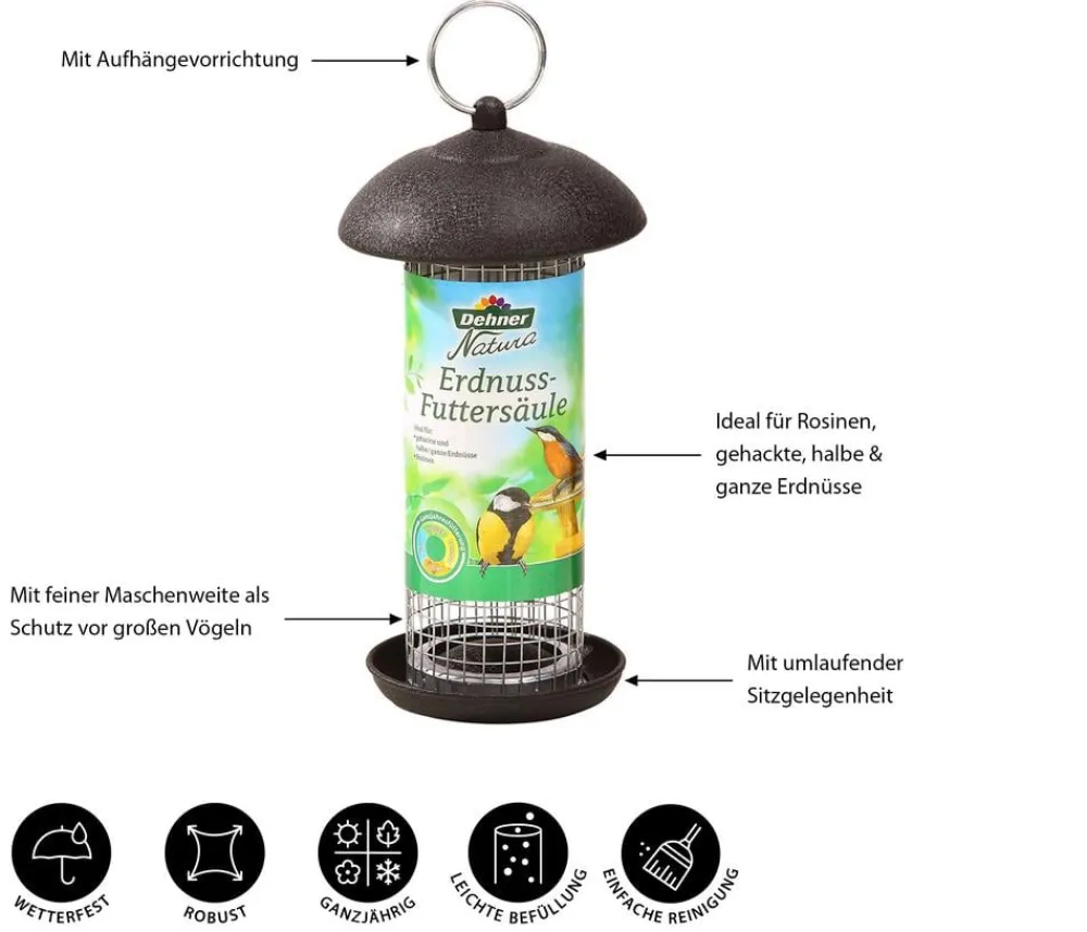 Dehner Natura Premium Erdnussfuttersäule Schwarz New