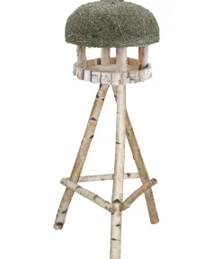 Dehner Natura Premium Vogelhäuser & Futterspender > Futterhaus Amberg mit Heudach, inkl. Ständer Birkenholz, ca. B60/H145/T60 cm