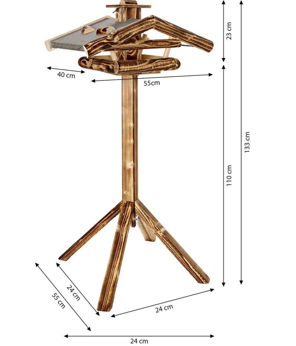 Dehner Natura Premium Vogelhäuser & Futterspender > Futterhaus Watzmann, geflammt, inkl. Ständer, ca. B40/H133/T55 cm