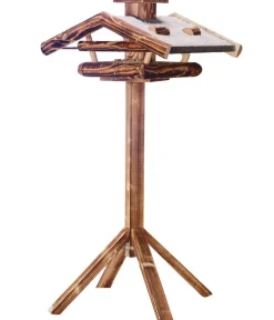 Dehner Natura Premium Futterhaus Wendelstein, geflammt, inkl. Ständer Alpstein, ca. B76/H142/T55 cm Braun New