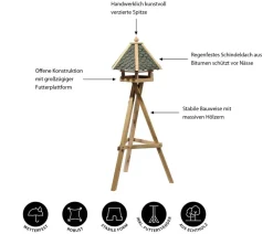 Dehner Natura Premium Vogelhäuser & Futterspender - Futterhaus Achensee, inkl. Ständer Ellmau, ca. B68/H148/T62 cm