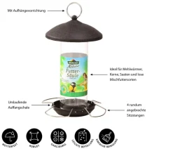 Dehner Natura Premium Vogelhäuser & Futterspender - Futtersäule, Metall, groß Schwarz