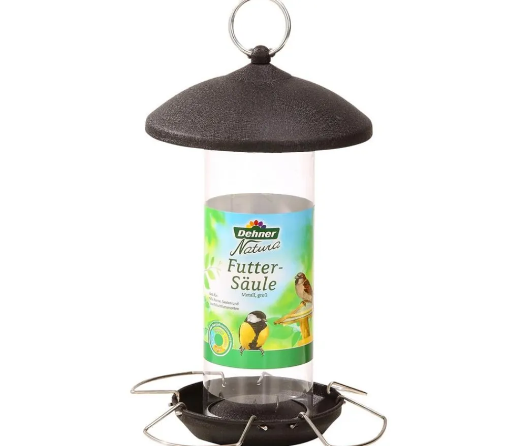 Dehner Natura Premium Vogelhäuser & Futterspender - Futtersäule, Metall, groß Schwarz