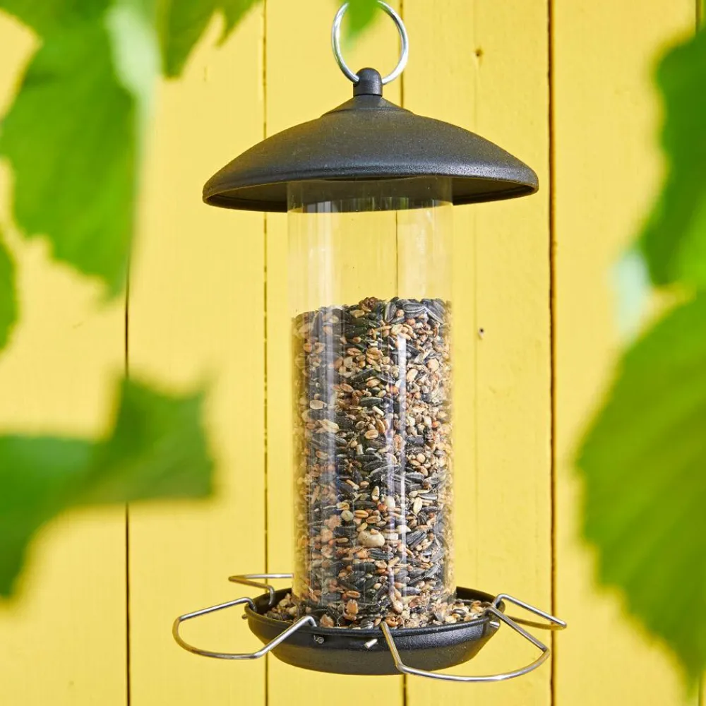 Dehner Natura Premium Vogelhäuser & Futterspender - Futtersäule, Metall, groß Schwarz