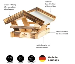 Dehner Natura Premium Vogelhäuser & Futterspender - Futterhaus Apennin, geflammt, ca. B36/H23,5/T34 cm Braun
