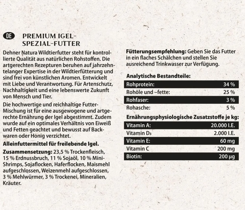 Dehner Natura Premium Igelfutter & -Häuser > Igelfutter-Set, 3-teilig