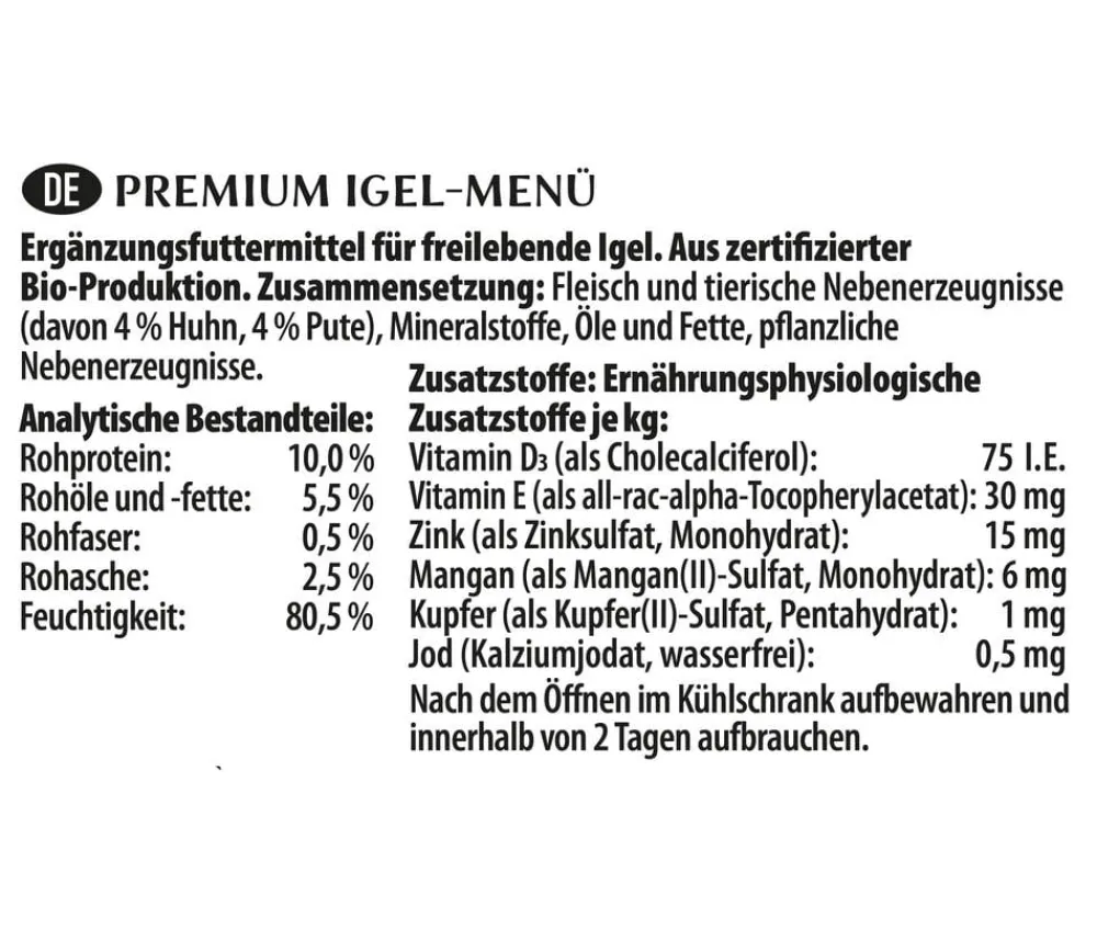 Dehner Natura Premium Igelfutter & -Häuser|Kleintierfutter - Igel-Menü, 16 x 100 g