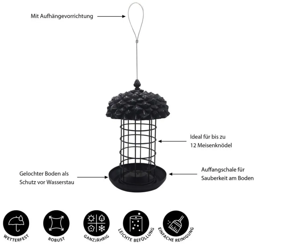 Dehner Natura Premium Vogelhäuser & Futterspender > Meisenknödel-Säule Louise, ca. Ø18/H30 cm