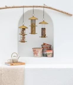 Dehner Natura Premium Vogelhäuser & Futterspender - Meisenknödel-Säule Camille, ca. Ø16/H30 cm Gold