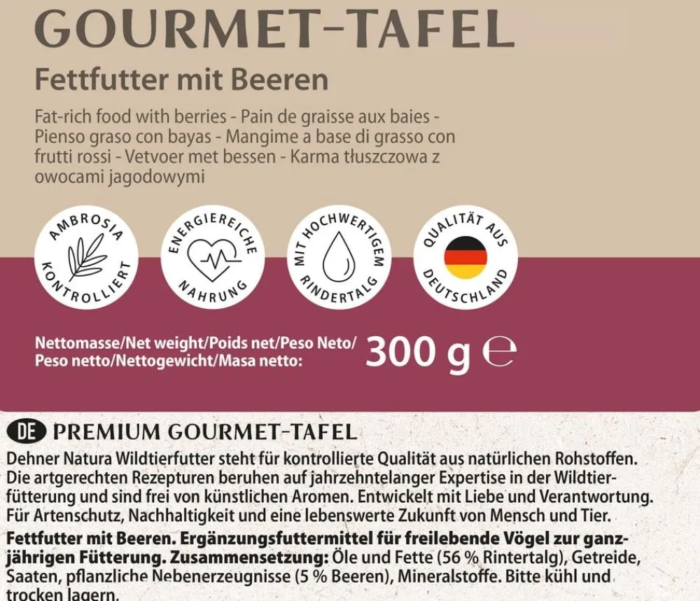 Dehner Natura Premium Wildvogelfutter & Snacks > Spender für Futtertafeln mit Tafel-Mix, 7-teilig