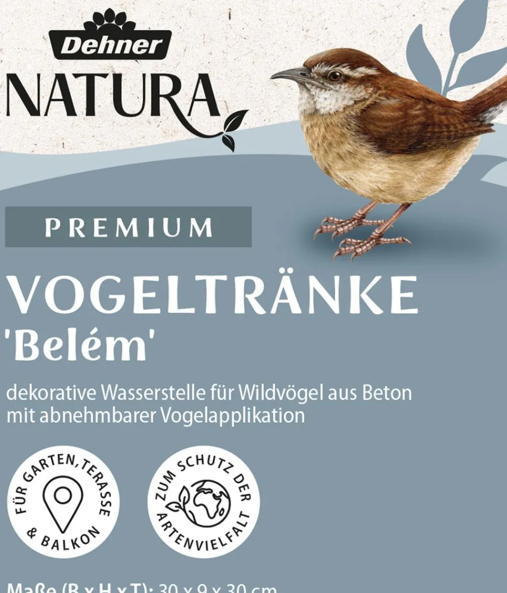 Dehner Natura Premium Vogeltränken|Gartenzwerge & Gartenfiguren > Vogeltränke Belém, ca. B30/H9/T30 cm