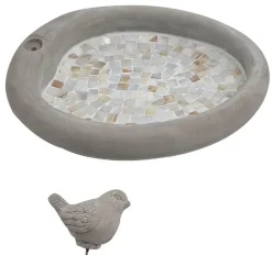 Dehner Natura Premium Vogeltränke Fiori, ca. B30,5/H5,5/T26 cm Beige Discount
