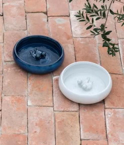 Dehner Natura Premium Vogeltränken|Gartenzwerge & Gartenfiguren - Vogeltränke Aguai, ca. Ø29/H7,5 cm Dunkelblau
